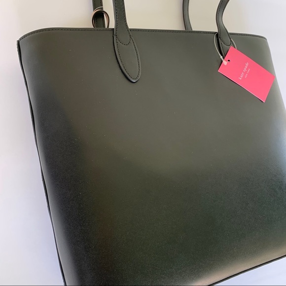 🆕KSNY BLACK LEATHER KERRI MEDIUM TOTE BNWT - Picture 10 of 13